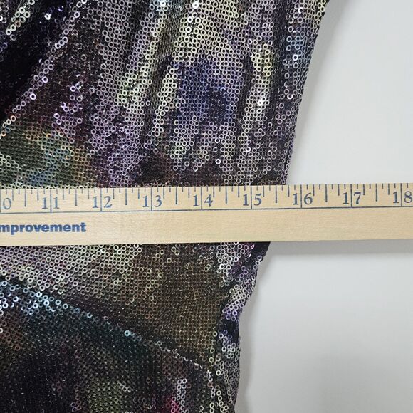 Bisou Bisou Michele Bohbot Multicolor Sequin Dress Women's 8 V-Neck Knot Waist - Picture 7 of 12